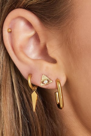 Kegelvormige oorbellen groot Goud kleur Stainless Steel h5 Afbeelding2